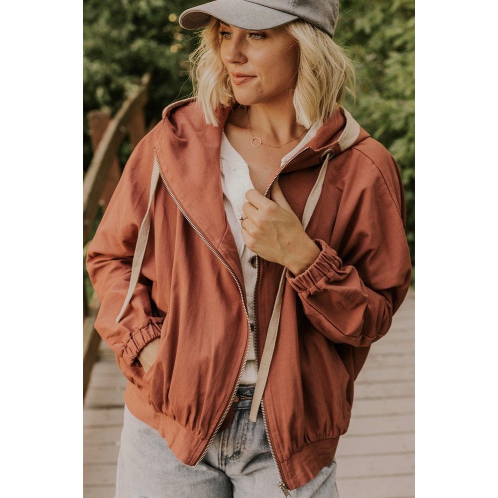 ROOLEE Rust Zip Jacket - Cream Drawstring | Size Medium - Bundle and Save 💲